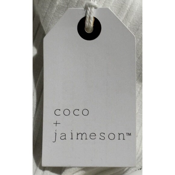 4 For $20 Coco + Jaimeson Size Medium Ruffle Eyelet Strap Rib Knit Top In Ivory - Picture 7 of 9